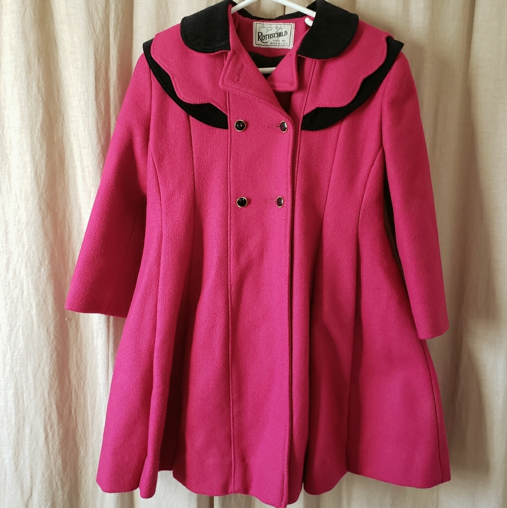 Rothschild vintage magenta wool-blend dress coat